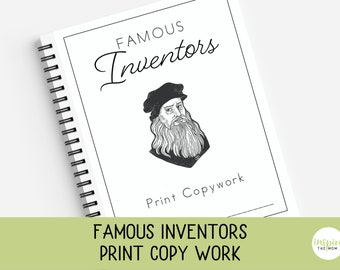 Famous Inventors, Print Copywork, Inventor Facts, Print Handwriting Practice, Charlotte Mason, Classical, History
