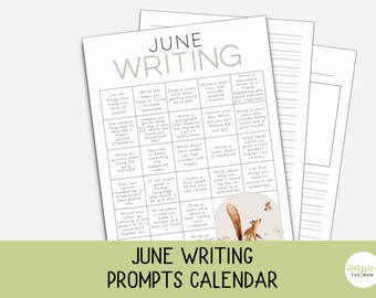 June Writing Prompts Calendar for Kids | Writing Practice | Journal Prompts | Writing Exercises | 2nd-5th grade | Monthly Writing Prompts