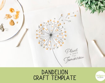 Dandelion Craft Template, Dandelion wish, preschool craft, Montessori Activity, Homeschool activity, Dandelion Activity, fingerprint craft
