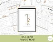 Morning Menu for First Grade | No Prep Daily Routine | ELA & Math Morning Work | Back to School | 1st Grade Summer Review  | Morning Basket