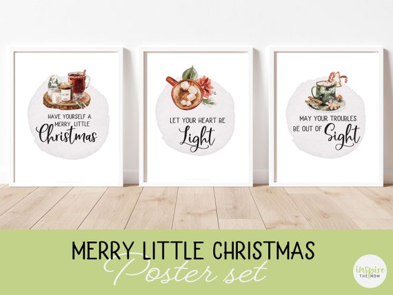 Merry Little Christmas Poster Set, 8.5 x 11 Christmas Wall Art, Christmas printable, Merry Christmas, Christmas wall decor, Wall art