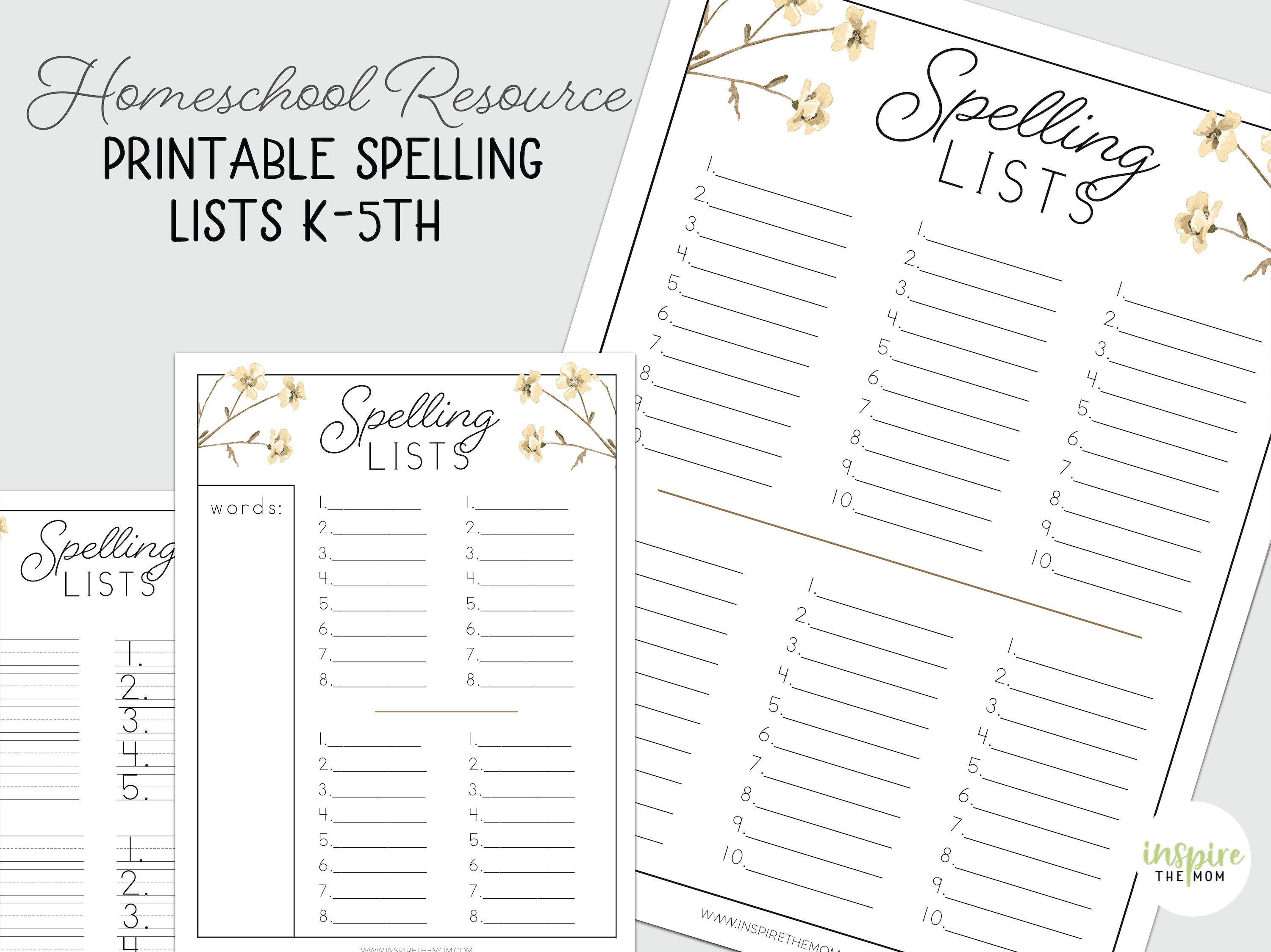 Spelling Lists and Tests, Spelling Tracking Sheets, Homeschool Forms ...