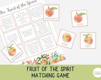 Fruit of the Spirit Printable Matching Game, Galatians 5 Activity, Bible Activity for Kids,  Fruit of the Spirit Activity, Sunday school