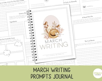 March Creative Writing Prompts Journal for Kids | Writing Practice | Journal Prompts | Writing Exercises  | March Writing Workshop