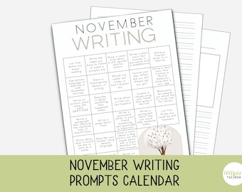 November Writing Prompts Calendar for Kids | Fall Writing Practice | Autumn Journal Prompts |Writing Exercises | for Grades 2-5