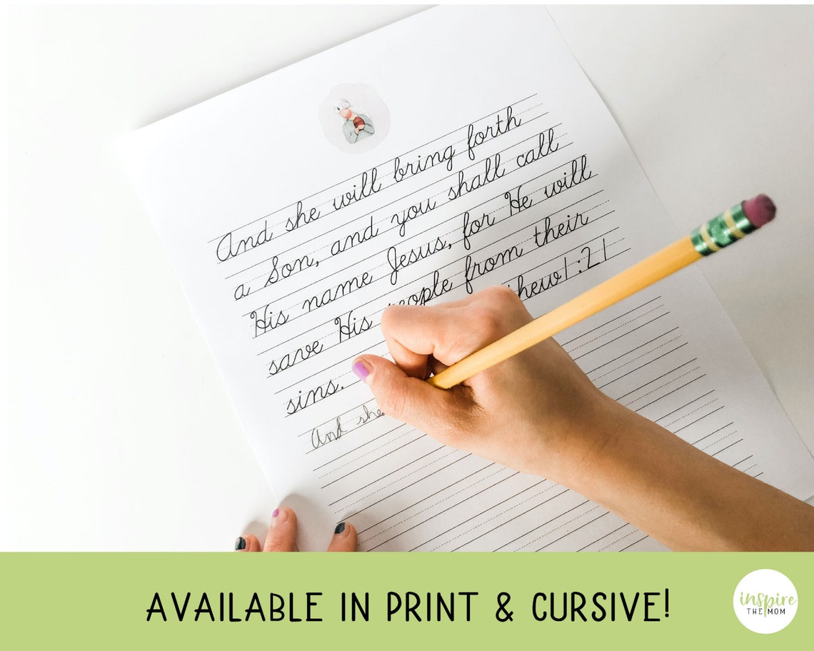 Christmas Advent Scripture Copywork, Print and Cursive Christmas ...