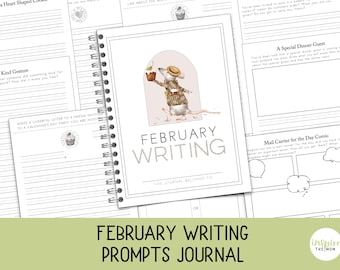 Februar Kreatives Schreiben fordert Tagebuch für Kinder | Winter-Schreibpraxis | Journal Prompts |Schreibübungen | Tägliches Üben