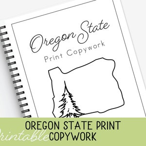 Oregon State Study PRINT Copy Work Homeschool Printable image 1