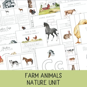 Farm Animals Unit, Nature Study, Prek-2nd, Farm Activities, Montessori, Charlotte Mason, Spring Unit, Fall unit, Farm Unit