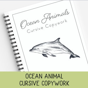 Ocean Animals Cursive Copywork, Ocean Animal Facts, Cursive Handwriting Practice, Charlotte Mason, Classical Education, Homeschool Printable