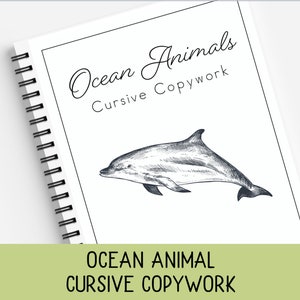 Ocean Animals Cursive Copywork, Ocean Animal Facts, Cursive Handwriting Practice, Charlotte Mason, Classical Education, Homeschool Printable