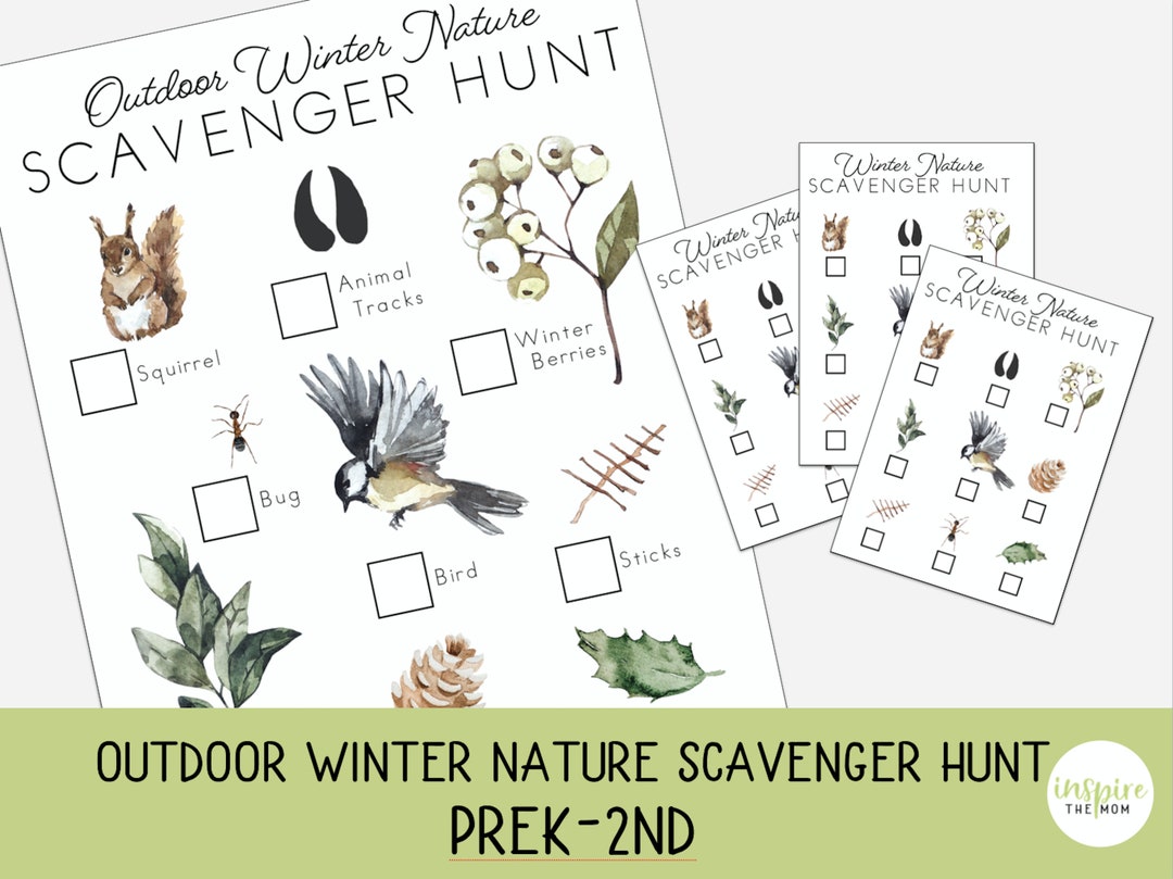 Winter Nature Scavenger Hunt for Prek-2nd Grade Nature