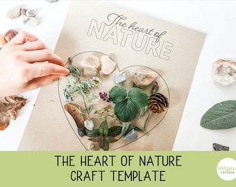 The Heart of Nature Craft Template, Heart Craft, Nature Study, Charlotte Mason, Nature Activity, Valentine Craft, nature collage,