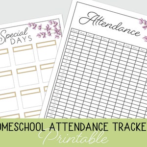 Homeschool Attendance Sheets, Attendance Record Tracking Sheets, Homeschool forms, Homeschool planning pages, Attendance pages