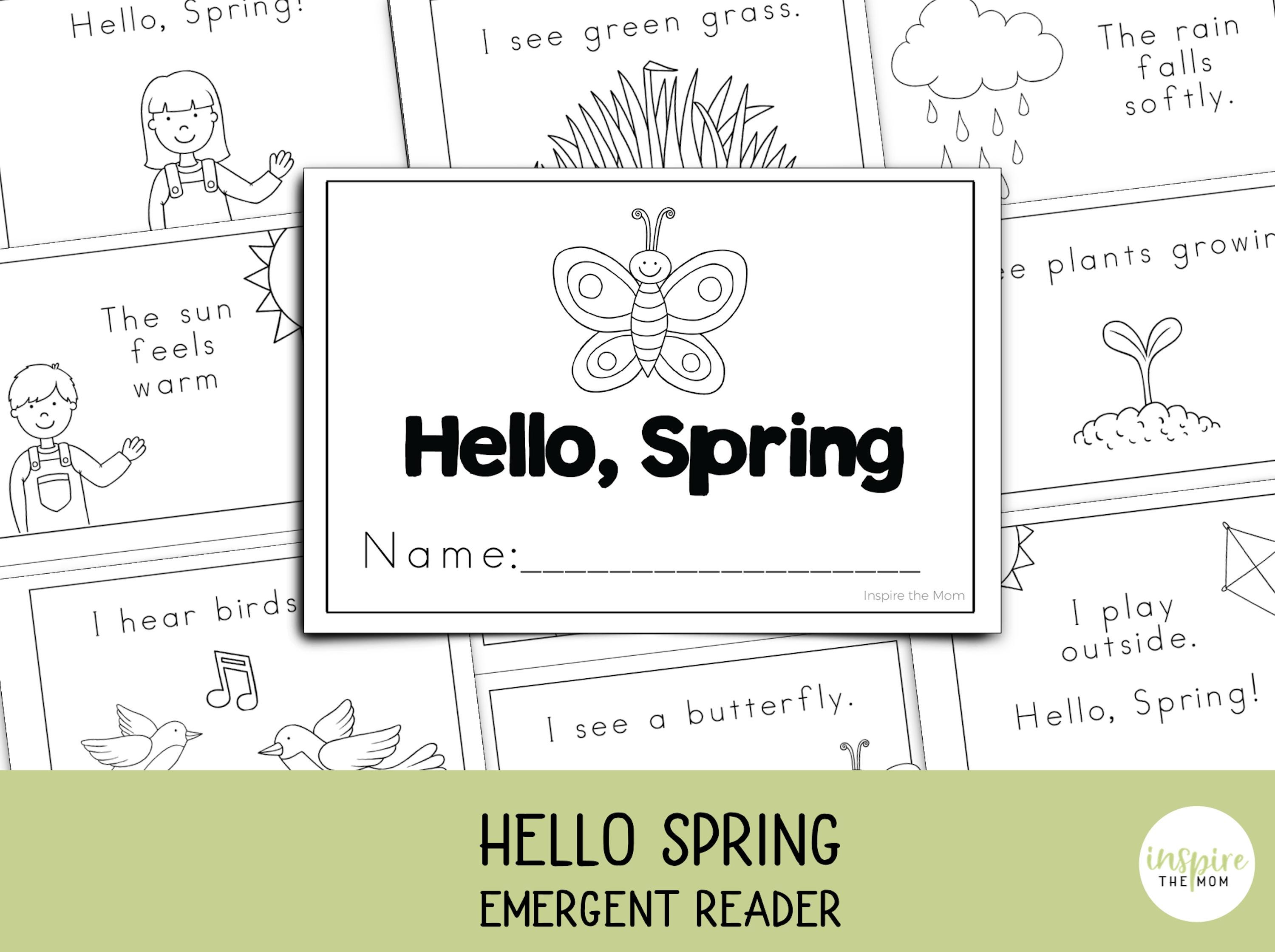 Hello, Spring Emergent Reader Printable | Preschool, Kindergarten - Etsy