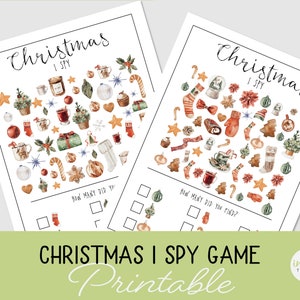Christmas I Spy printable, kids activity, Two Game Sheets ,Christmas Game Activity Party Game, Eye spy game, Children Christmas game