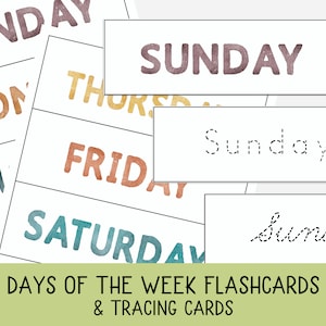 Days of the Week Flashcards and Tracing Cards, Calendar Activity, Ordering, Sequencing, Calendar Time, Morning Time, Circle Time, Homeschool