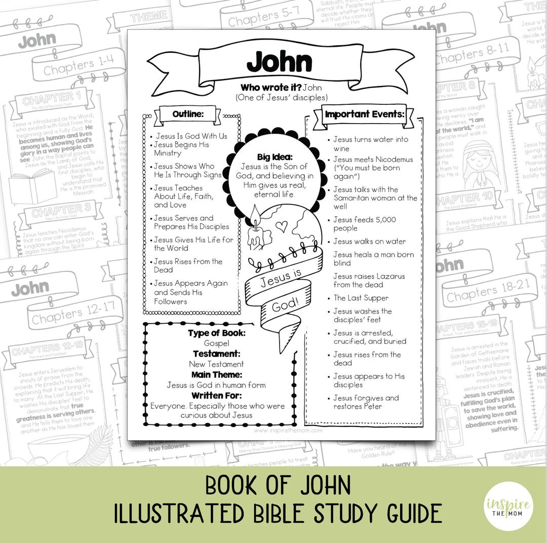 Book of John Illustrated Bible Study Guide for Kids | Chapter Summaries ...