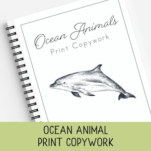 Ocean Animals Print Copywork, Ocean Animal Facts, Print Handwriting Practice, Charlotte Mason, Classical Education, Homeschool Printable