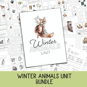 Winter Animals Unit Bundle, Nature Study, Math, Language Arts and Handwriting, Prek - 2nd grade, Winter Activities, Winter Unit, Homeschool