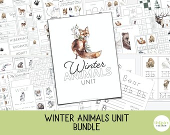 Wintertiere Einheit Bündel, Naturkunde, Mathematik, Sprache Kunst und Handschrift, Prek - 2.Klasse, Winteraktivitäten, Winter Einheit, Hausschule