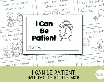 I Can be Patient | Christian Emergent Reader Printable | Preschool or Kindergarten | Sunday School Craft | Bible Lesson | Galatians 5:22