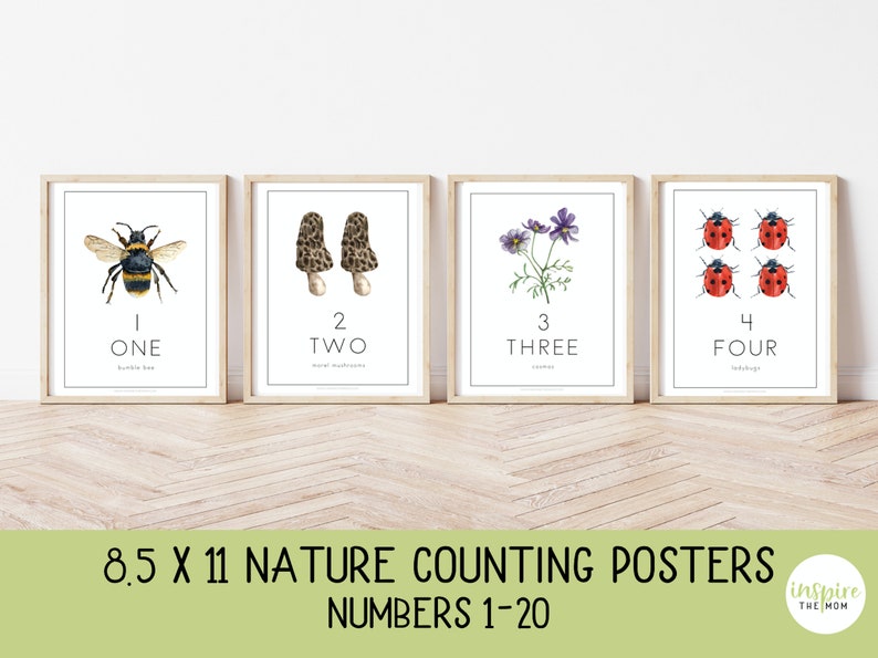 Nature Counting Wall Art, 8.5 X 11 Prints, Numbers Wall Art, Nature ...