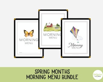 Spring Morning Menu Bundle, March, April, May, Homeschool Printable, Spring Morning Time Bundle, Morning Basket, Charlotte Mason, Classical