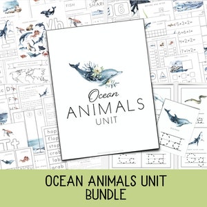 Ocean Animals Unit BUNDLE, Nature Study, Math, Language Arts, Handwriting, Prek - 2nd grade, Ocean unit, Montessori, Ocean animal