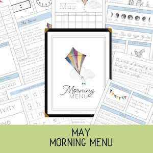 Morning Menu pages for May, Homeschool Printable, Morning Time, Morning Basket, Calendar Pages, Charlotte Mason, Classical, May Morning Menu