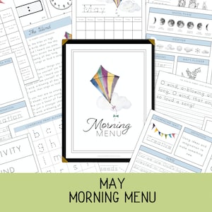Morgen Menü Seiten für Mai, Homeschool Printable, Morgen Zeit, Morgen Korb, Kalender Seiten, Charlotte Mason, Klassisch, Mai Morgen Menü