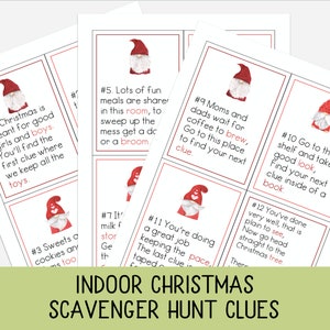 Indoor Christmas Scavenger Hunt Clues, 12 Karten, 12 Orte, Weihnachten zum Ausdrucken, Weihnachtsaktivität für Kinder, Familienurlaubsaktivität,
