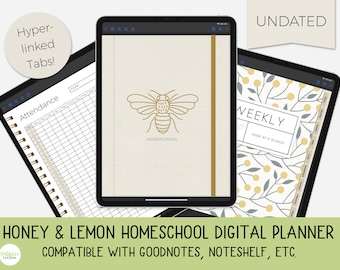 Honey and Lemon Homeschool Digital Planner, Undated Digital Planner, Goodnotes, Noteshelf, iPad planner, Homeschool Planner, Plan, Organize