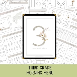 Morning Menu for Third Grade kids | No Prep Daily Routine | ELA & Math | Back to School | Summer Review | Morning Time Basket Activities |