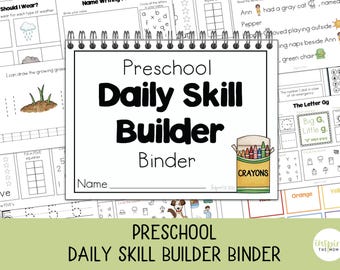 Printable Preschool Binder | Prek Activities | Morning Work | Kindergarten Prep | Daily Review | Back-to-school | Preschool Curriculum