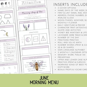 Morning Menu pages for June, Homeschool Printable, Morning Time, Morning Basket, Calendar, Charlotte Mason, Classical, June Morning Menu image 2