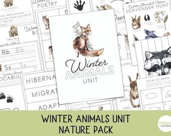 Winter Animals Unit Study for Kids | PreK–2nd Nature Activities | Montessori & Charlotte Mason Printable PDF | Animal Tracks | Lesson Plans