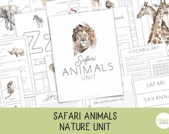 Safari Animals Unit Study for kids | PreK–2nd Nature | Science Activities | Montessori PDF | Homeschool or Classroom | Lesson Plans