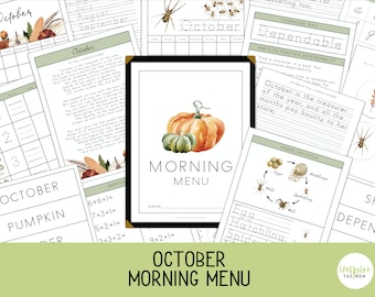 Morning Menu pages for October | Morning Time Basket | Fall Morning Work | Daily Review | ELA & Math | No Prep Morning Work | Autumn Review