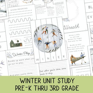 Winter Unit Study, Four Seasons Activity, Prek-3rd grade, Charlotte Mason, Winter Printables, Winter Activities, Winter Study, Montessori