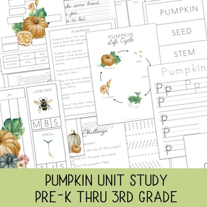 Pumpkin Unit Study, Pumpkin Activities, Prek - 2nd grade, Fall Unit, Montessori, Charlotte Mason, Pumpkin Unit, Pumpkin Printables, Autumn