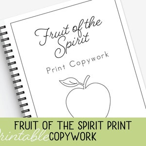 Fruit of the Spirit Print Copywork, Homeschool printable, Print handwriting practice, Classical education, Charlotte mason printable,