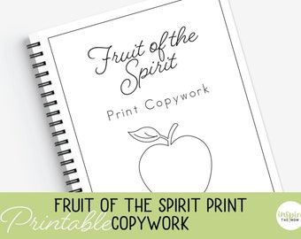 Fruit of the Spirit Print Copywork, Homeschool printable, Print handwriting practice, Classical education, Charlotte mason printable,