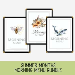 Menu du matin d'été | Panier Matin | Charlotte Mason | Revue quotidienne | ELA et mathématiques | Pas de travail de préparation le matin | Revue d'été