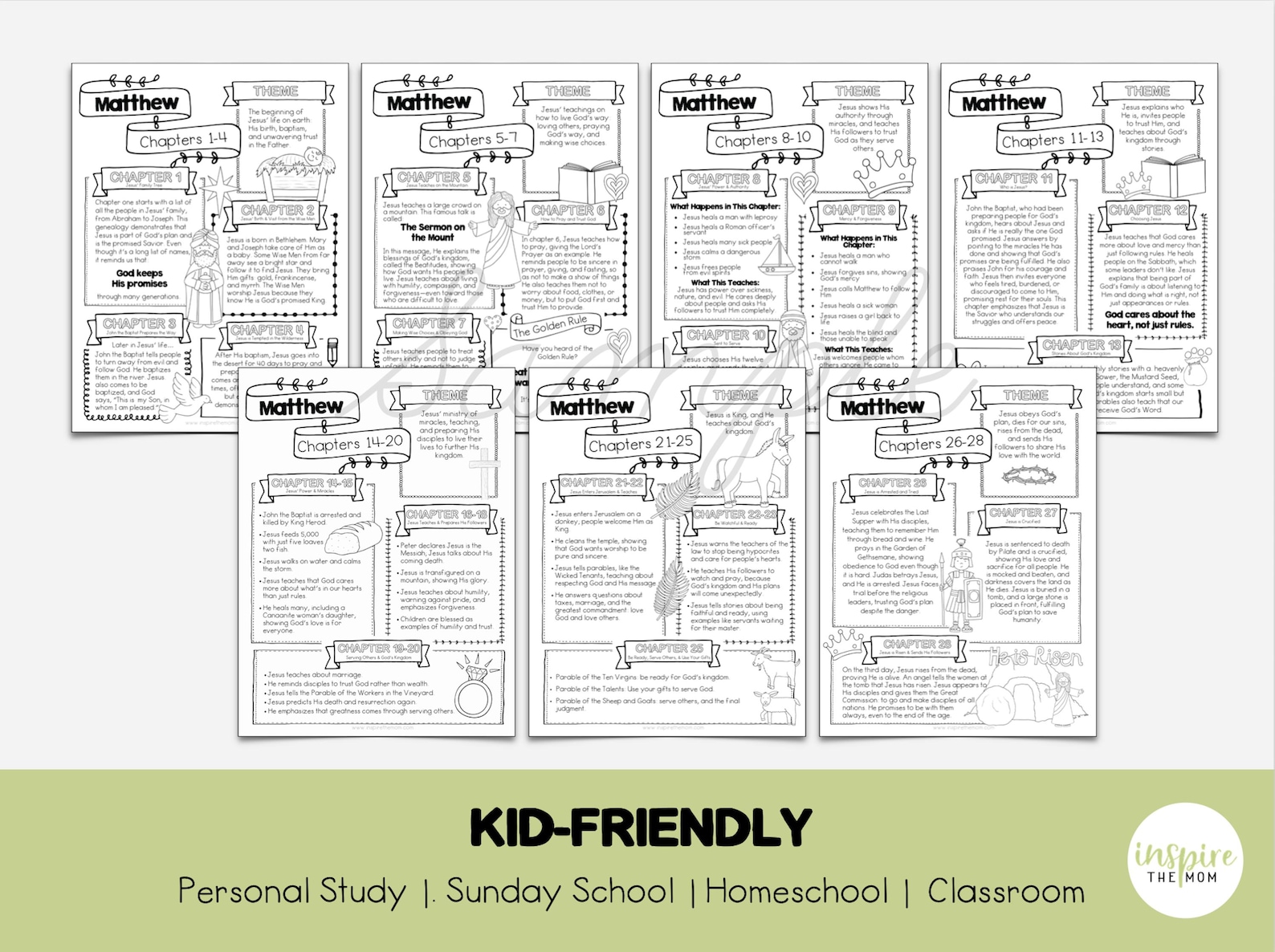 Book of Matthew Illustrated Bible Study Guide for Kids | Chapter ...