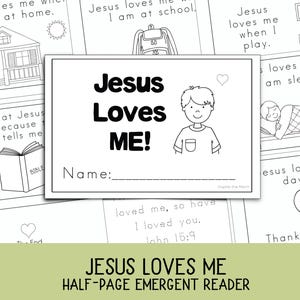 Jesus Loves Me | Half-Page Christian Emergent Reader Printable | for Preschool or Kindergarten | Sunday School Craft, Bible Lesson