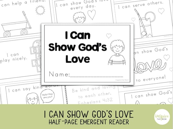 I Can Show God's Love | Half-Page Christian Emergent Reader Printable | for Preschool or Kindergarten | Sunday School Craft, Bible Lesson