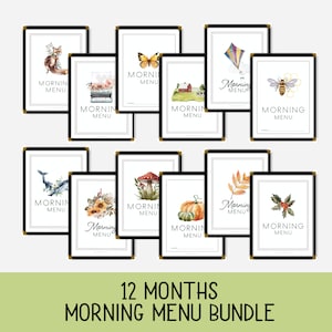 Complete 12 Months | Morning Menu Bundle | Charlotte Mason | Daily Review | No Prep Morning Work | Morning Time Basket | Back-to-School