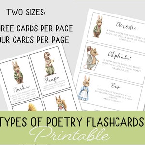Types of Poetry Flash Cards, Homeschool Printable, Poetry Types, Peter ...