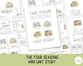 Étude unitaire Four Seasons | Activités saisonnières pour les enfants | Produits à imprimer science, écriture manuscrite et arts du langage